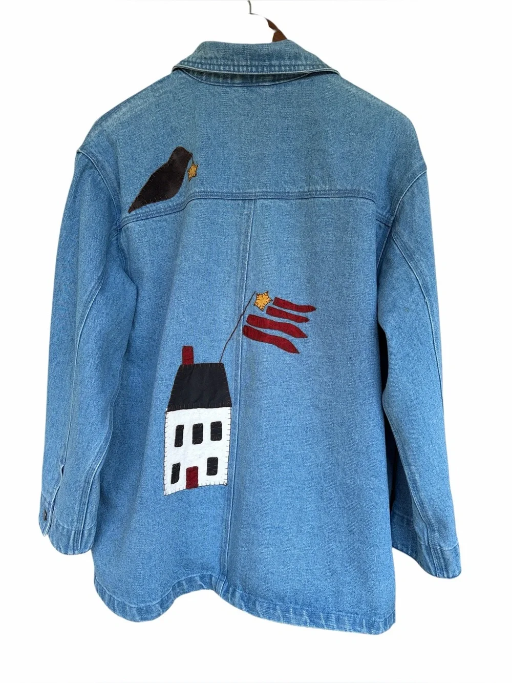 Vintage 90’s Denim Chore Jacket Primitive Folk Art